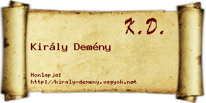 Király Demény névjegykártya